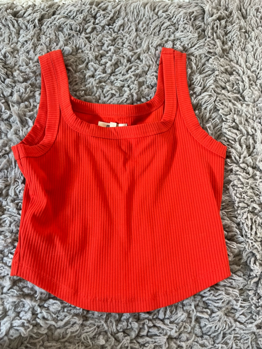 Women's Ribbed Square Neck Tank Top - Red/orange